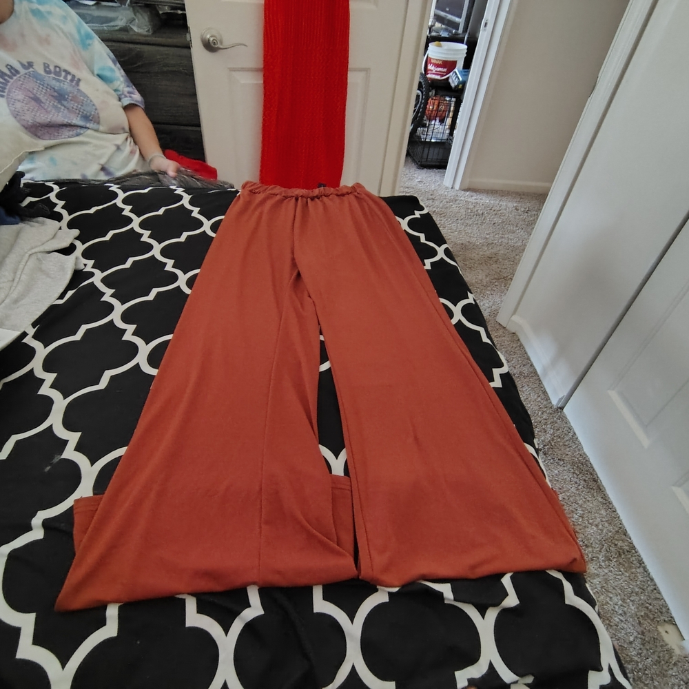 Rust Wide-Leg Pantsuit Set